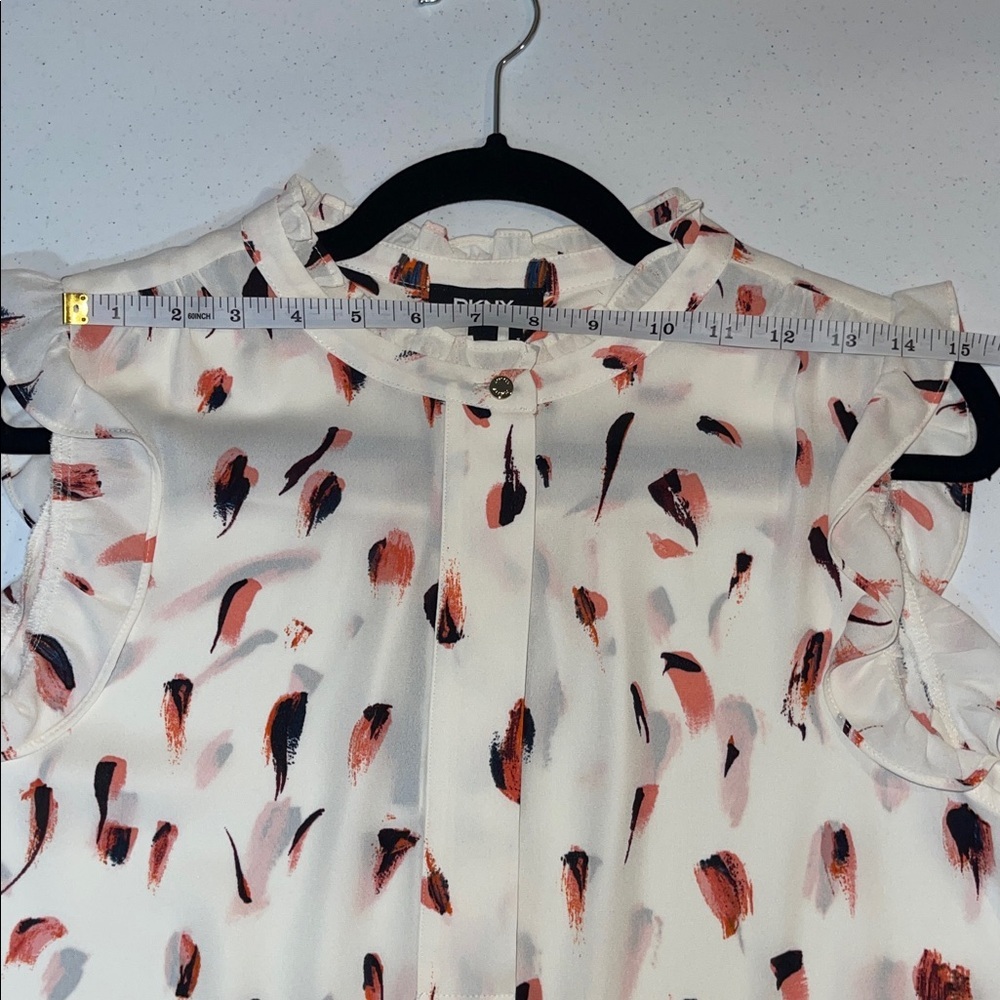 DKNY White Cream Ruffled Blouse - Picture 7 of 8
